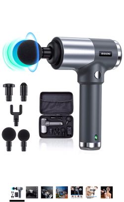 Quiet Glide Technology Massage Gun,ENEACRO Handheld Deep Tissue Percussion Massager Device for Athletes,4 Speeds and 6 Heads,Pure Wave Fascial Gun wi