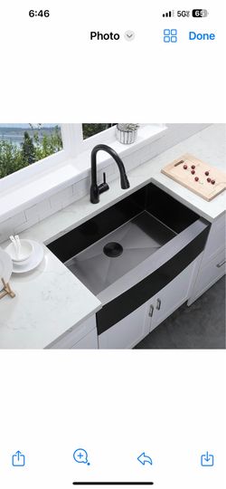 VESLA HOME 33 inch Black Farmhouse Sink, Modern Single Bowl Stainless Steel 05B