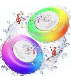2 Packs Floating Bluetooth Pool Speaker with 8 RGB Lights