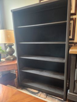 Dark Charcoal 5-Shelf Wooden Bookcase