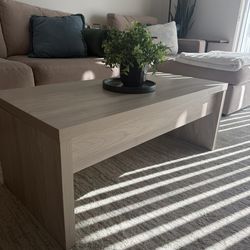 Lift Top Coffee Table w/ Storage – Light Wood