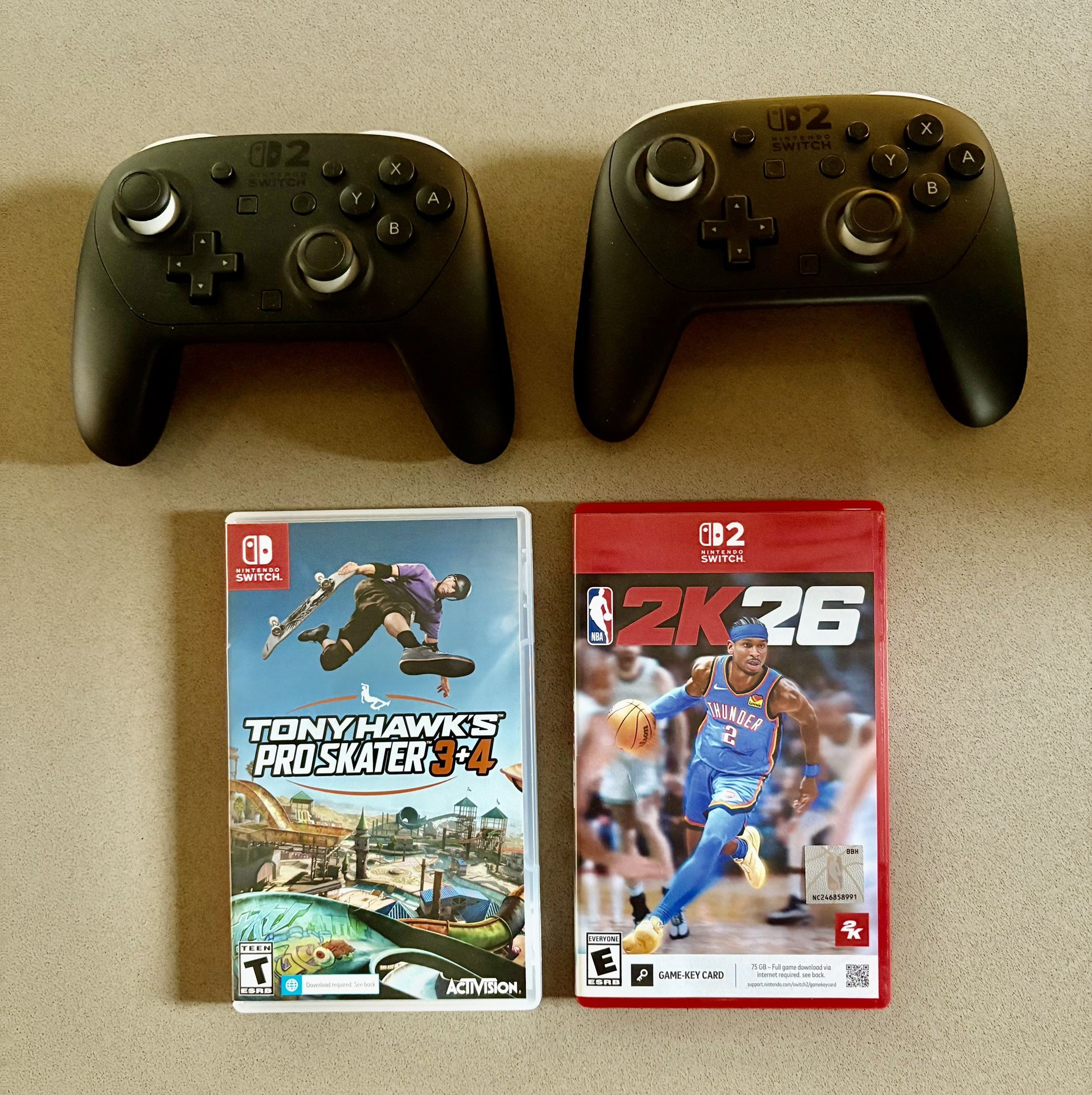 Nintendo Switch 2 Pro Controllers (2) NBA 2k26 Tony Hawk 3/4