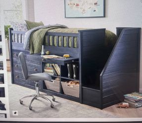 Pottery Barn Charlie Step-up Captain's Bed in black