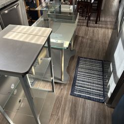 Glass Desk with Matching Cabinets. Full Size.