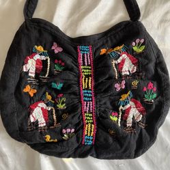 Embroidered Purse From Mexico Huichol Men In Traditional Clothes Shoulder Bag
