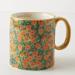Anthropologie Kimmy Scafuro Flowerfield Collection October Marigold coffee cup mug