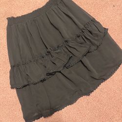 New large black stretchy ruffle lace Lolita goth gothic short skirt