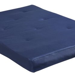 DHP Caden 8 Inch Futon Mattress with Tufted Cover and Recycled Polyester Fill, Full, Blue