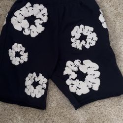 Denim Jeans Tears Shorts Chrome Sweats Heart Black White Large L 