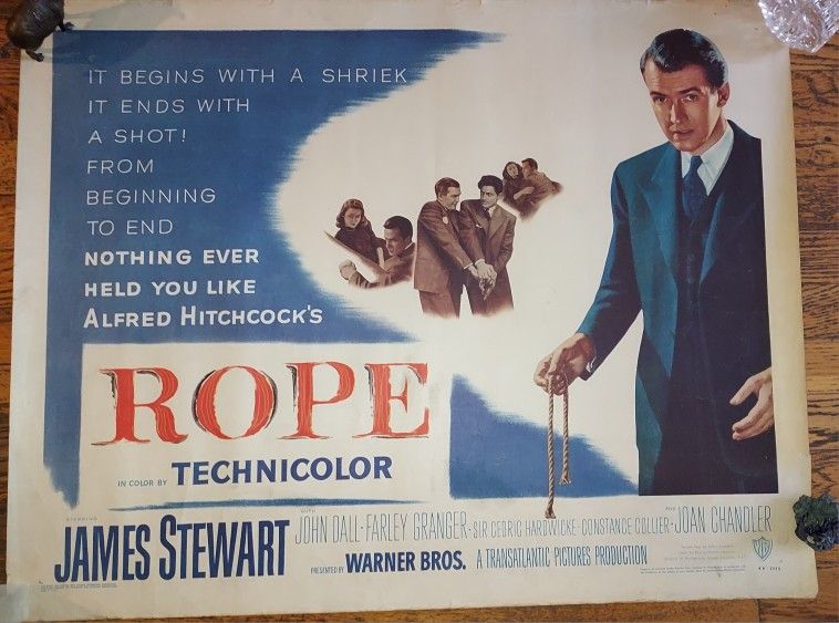 Alfred Hitchcock's Rope Original Movie Poster 1948 Not Repro