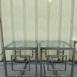 Chrome And Glass End Tables 