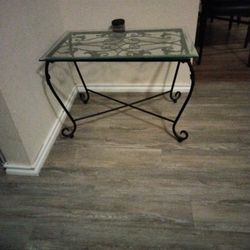 Square Metal Side Table With Glass Top