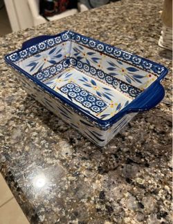 Temp-Tations Tara Old World Blue Rectangular Baker