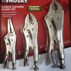 Husky 6.5 in. Long Nose 7 in. and 10 in. Locking Plier Set (3-Piece)