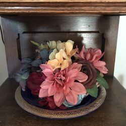 Antique Center Console Cobalt Blue w/Gold Trim Fruit/Flower Bowl