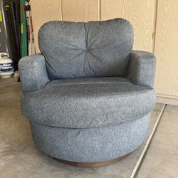 Liv Denim Blue Fabric Swivel Barrel Armchair