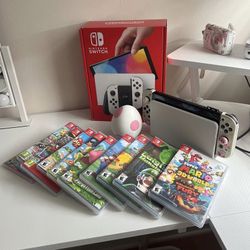SWITCH OLED WHITE CONSOLE BUNDLE WITH GAMES + ACCESSORIES