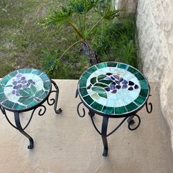 2 Green Plant Stands