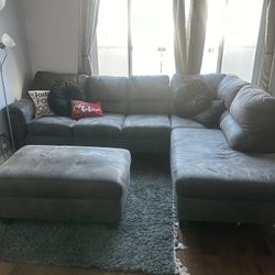 Comfy Brown Sectional With Ottoman 