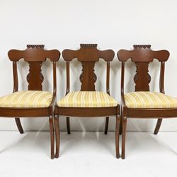 ✨ Vintage Mahogany Empire Style Dining Chairs - Set of 3 ✨