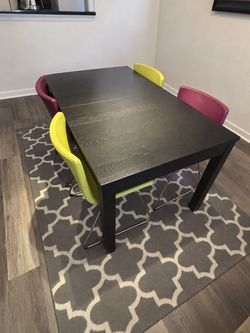 Dark Wood Dining Table with 4 Chairs