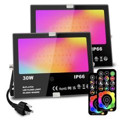 MELPO 30W Led Flood Light Outdoor 300W Equivalent, Color Changing RGB Lights with Remote,