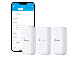 Govee Hygrometer Thermometer 3Pack H5100, Mini Bluetooth Temperature Humidity Sensor with APP Notification Alert, 2 Years Free Data Storage Export, 23