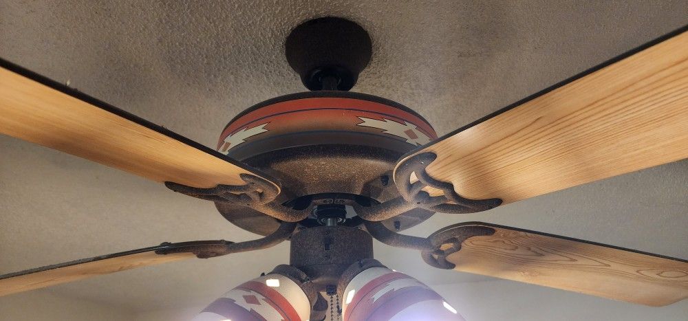 Southwest Custom Ceiling 42" Fan Used Santa Fe Style Design