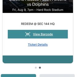 Miami Dolphins Falcons August 9th Field Access Passes Home Side 