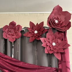 Burgundy paper flowers 