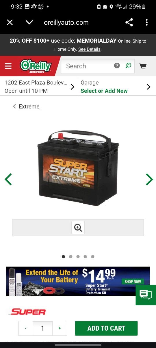 Super Start Extreme Standard Flooded Top Post Battery Group Size 24F, 24R 750 CCA 130 Minute RC - 24REXTJ