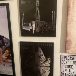 Two Star Wars X Wing, Starfighter And Millennium Falcon