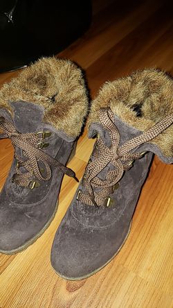 Furry brown boots