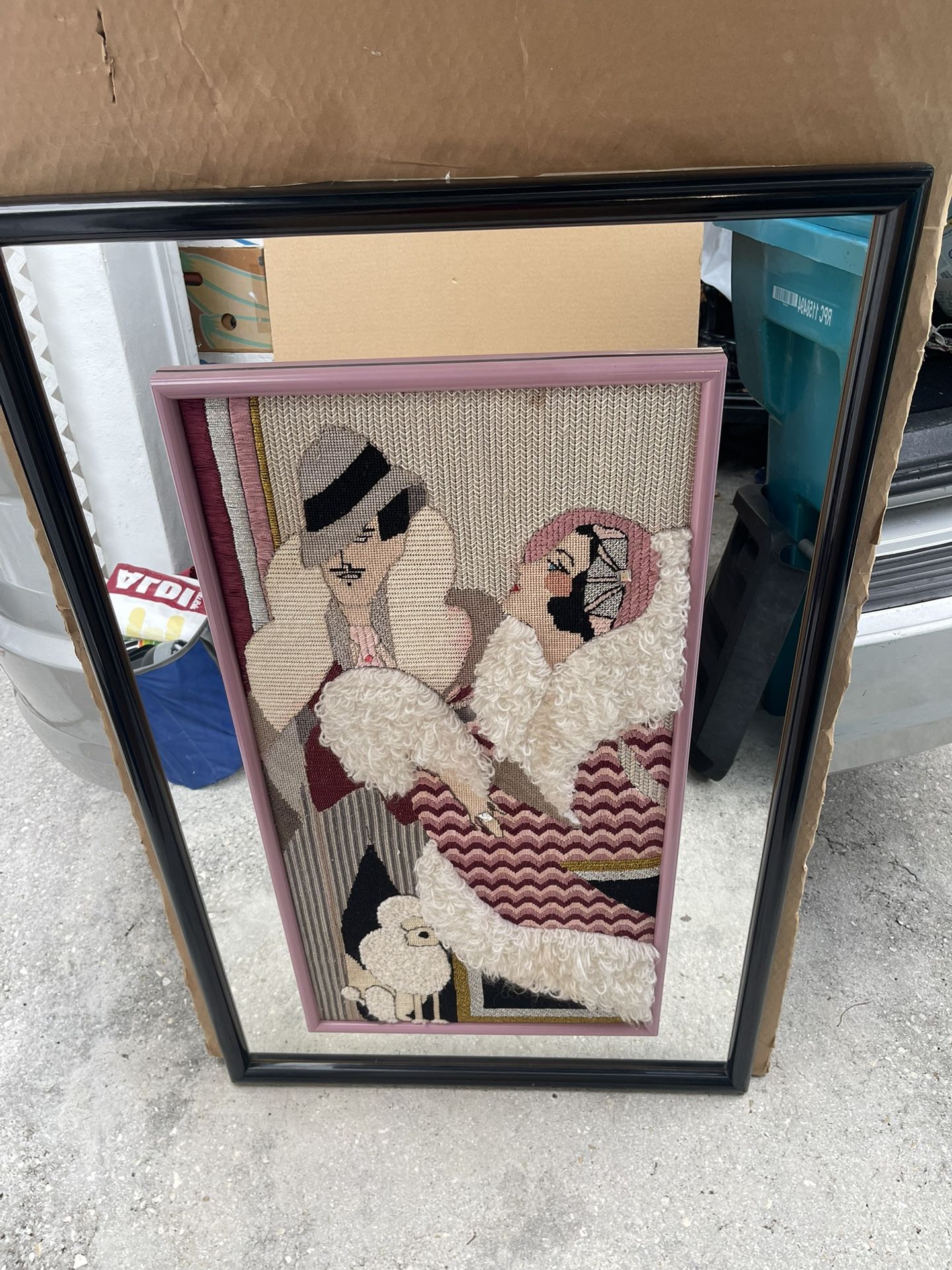 1970’s Art For Sale With Mirror 45”H X 28”D In Good Condition $50 Firm On Price