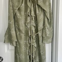 Brand new ruffle maxi dress, tea print, M size with tag, party wear
