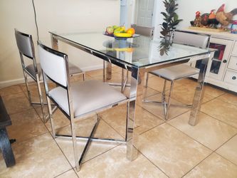Glass Top Dining Table with 4 Chairs