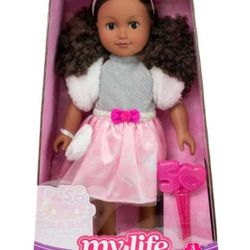 My Life As Poseable Hello Kitty 18" Doll, Dark Brunette Curly Hair, Brown Eyes, 50th Anniversary Edition