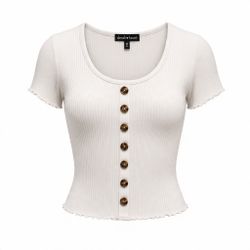 Derek Heart White Ribbed Top Size Medium