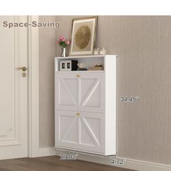 New Metal Shoe Cabinet with 2 Pull-Out Drawers 