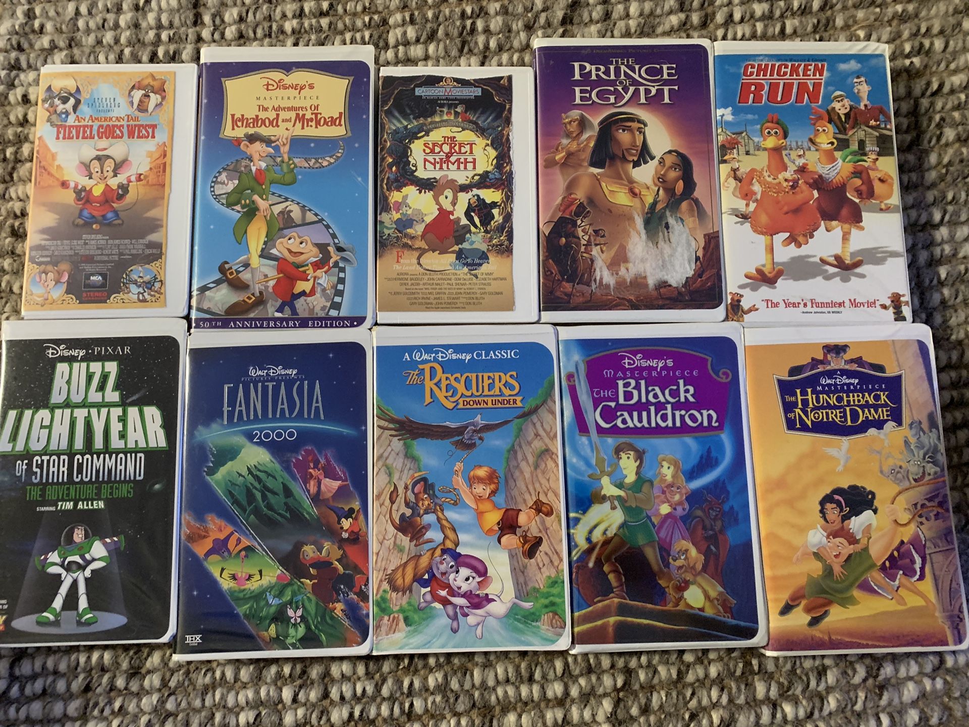 Set of 10 Disney VHS Movies