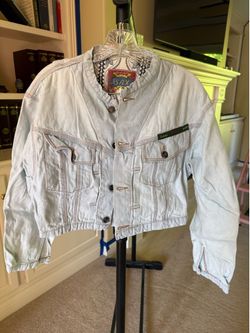 Vintage 1980s cropped acid-wash denim jacket