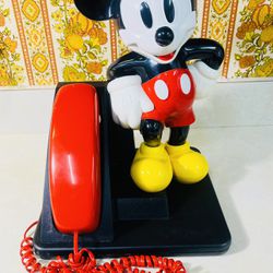  Vintage Disney Mickey Mouse AT&T Push-Button Landline Phone “Not Tested”