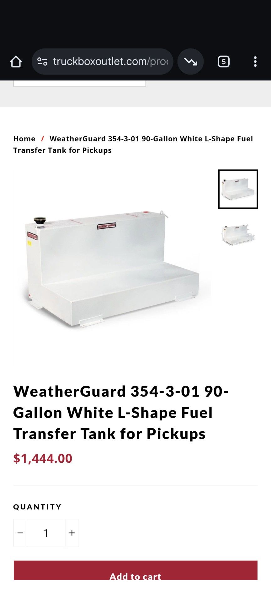 WeatherGuard 90-Gallon White Fuel Transfer Tank for Pickups