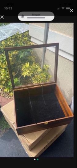 Wooden Display Case with Glass Lid