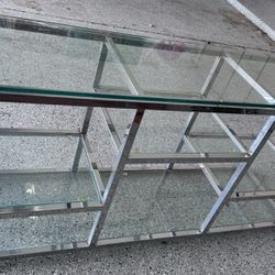 Beautiful Chrome Metal Glass End Side Table Storage Shelves Decor