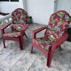 2 Adirondack Chairs 4 Cushions $80