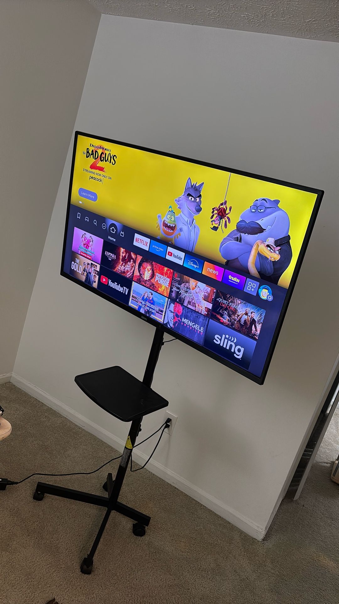 50” SEIKI LED TV + Rolling Adjustable TV Stand – Great Condition!