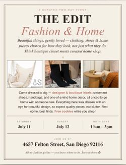 Fashion and home sale this weekend