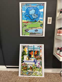 Bubble mew poster card and Charmander