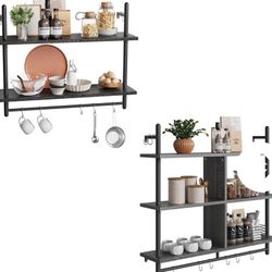 Bestier Floating Shelving with 8 Hooks